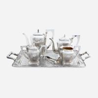 A Chinese Export Silver Five-Piece Tea and Coffee Service Zee Sung, Shanghai, circa 1920s