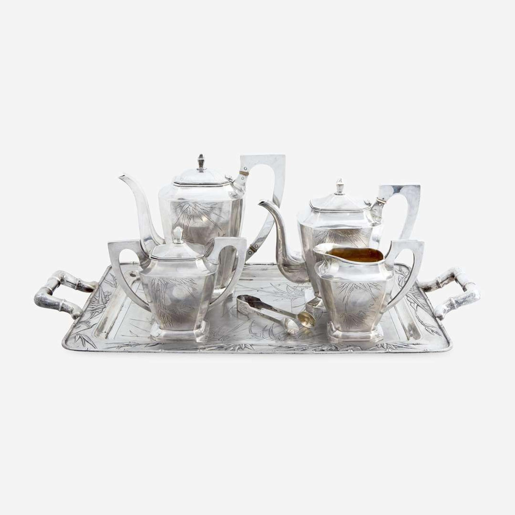 A Chinese Export Silver Five-Piece Tea and Coffee Service Zee Sung, Shanghai, circa 1920s