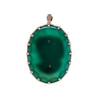 GREEN CHALCEDONY AND DIAMOND PENDANT