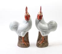 A Pair of Porcelain Models of Roosters Height 14 inches. — 20TH CENTURY