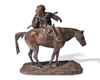 After Evgeni Alexandrovich Lanceray (Russian, 1848-1886), A Bronze Sculpture of a Soldier on Horseback