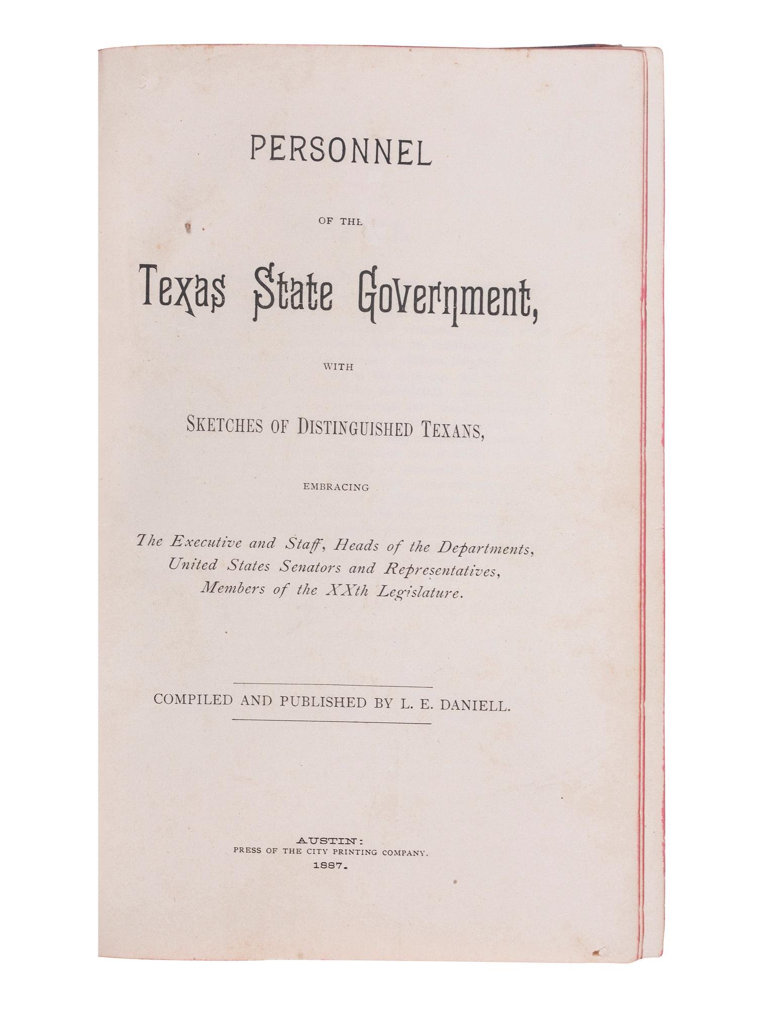 [TEXAS] -- [McCULLOCH, Henry (1816-1895), his copies]. A group of books related to Texas history, comprising: