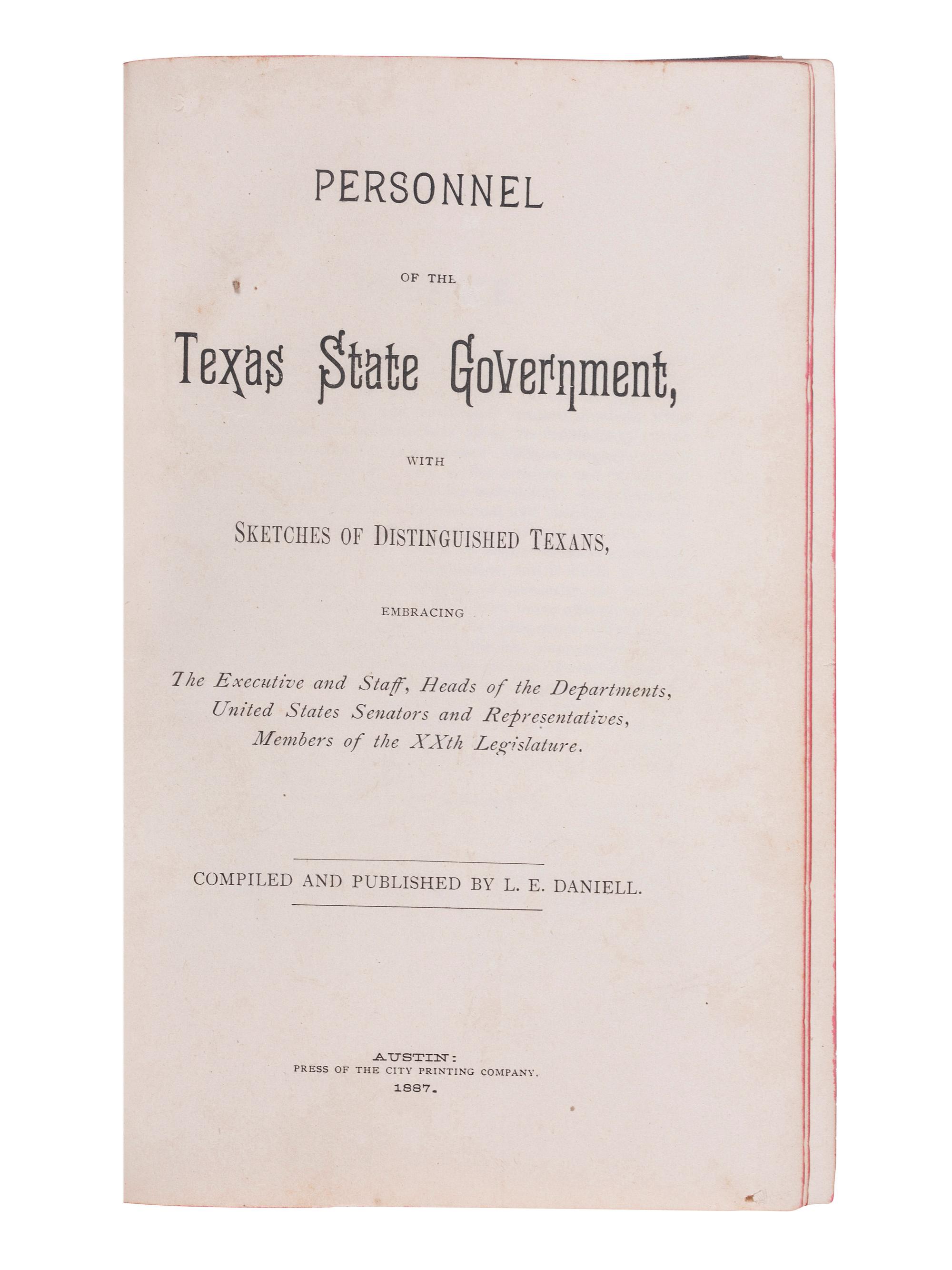 [TEXAS] -- [McCULLOCH, Henry (1816-1895), his copies]. A group of books related to Texas history, comprising: