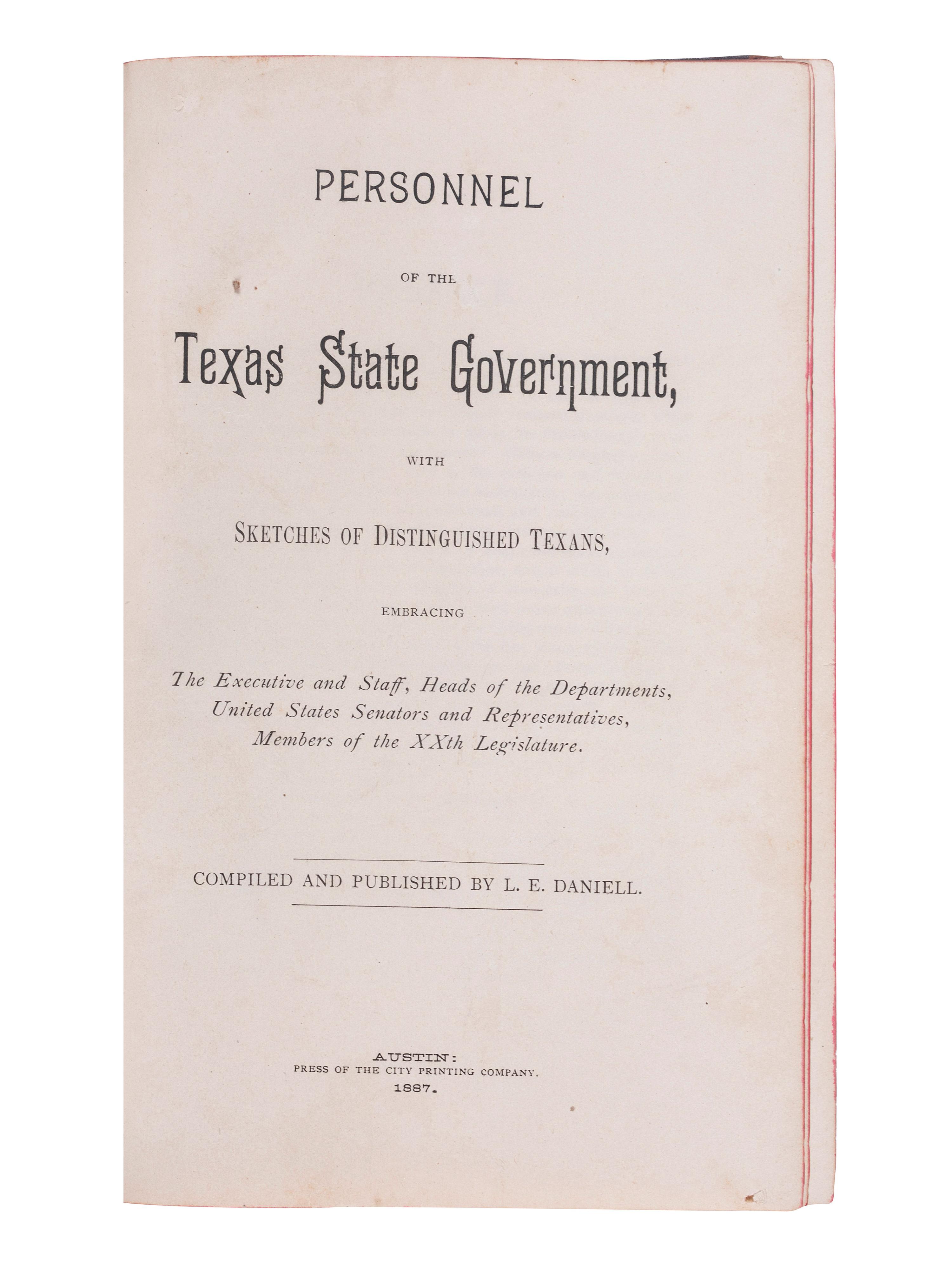 [TEXAS] -- [McCULLOCH, Henry (1816-1895), his copies]. A group of books related to Texas history, comprising: