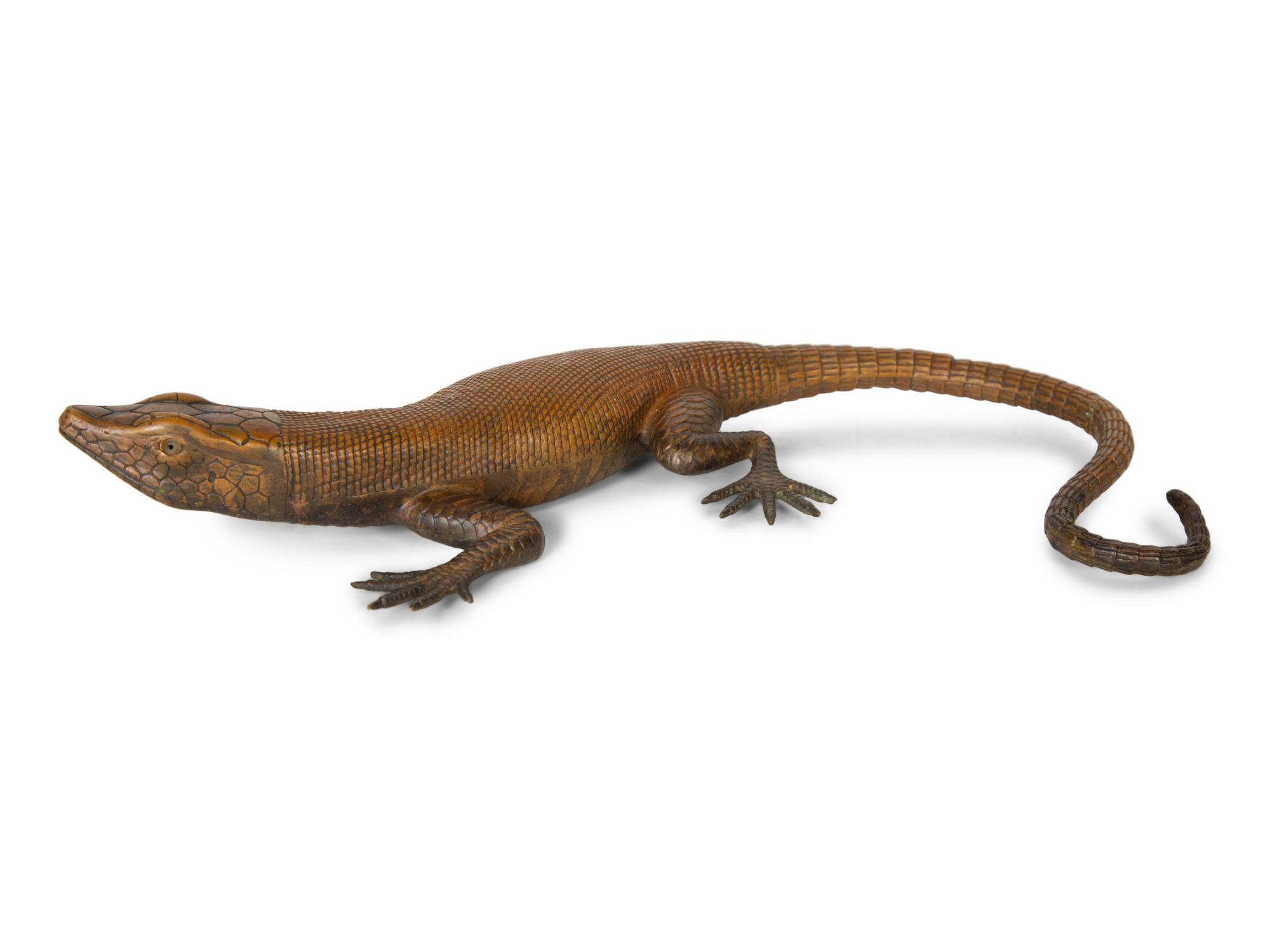 An Austrian Cold Painted Bronze Figure of a Lizard — 20th Century