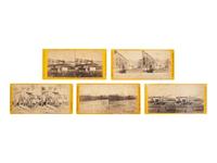 [CIVIL WAR]. 11 stereoviews ft. railroad depots, locomotives, & other transportation subjects.