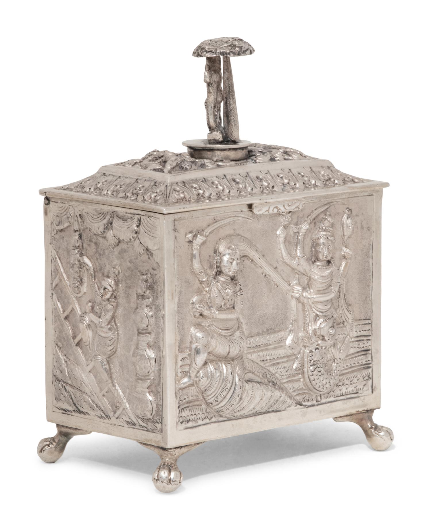 An Anglo-Indian Silver Tea Caddy