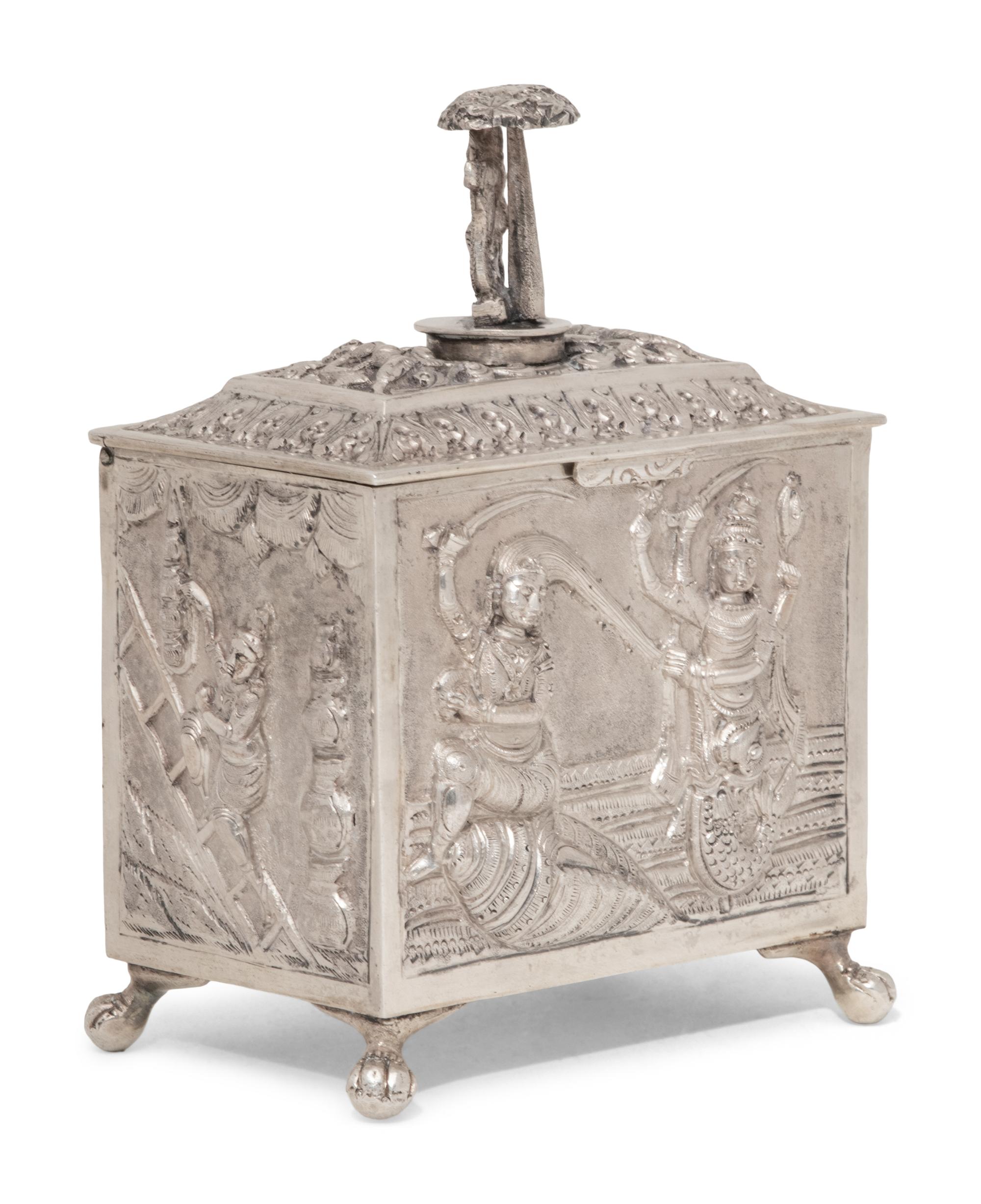 An Anglo-Indian Silver Tea Caddy