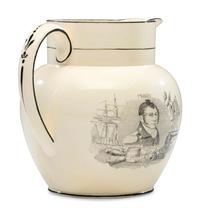 A Very Rare Staffordshire Transfer-Print Creamware War of 1812 Portrait Pitcher