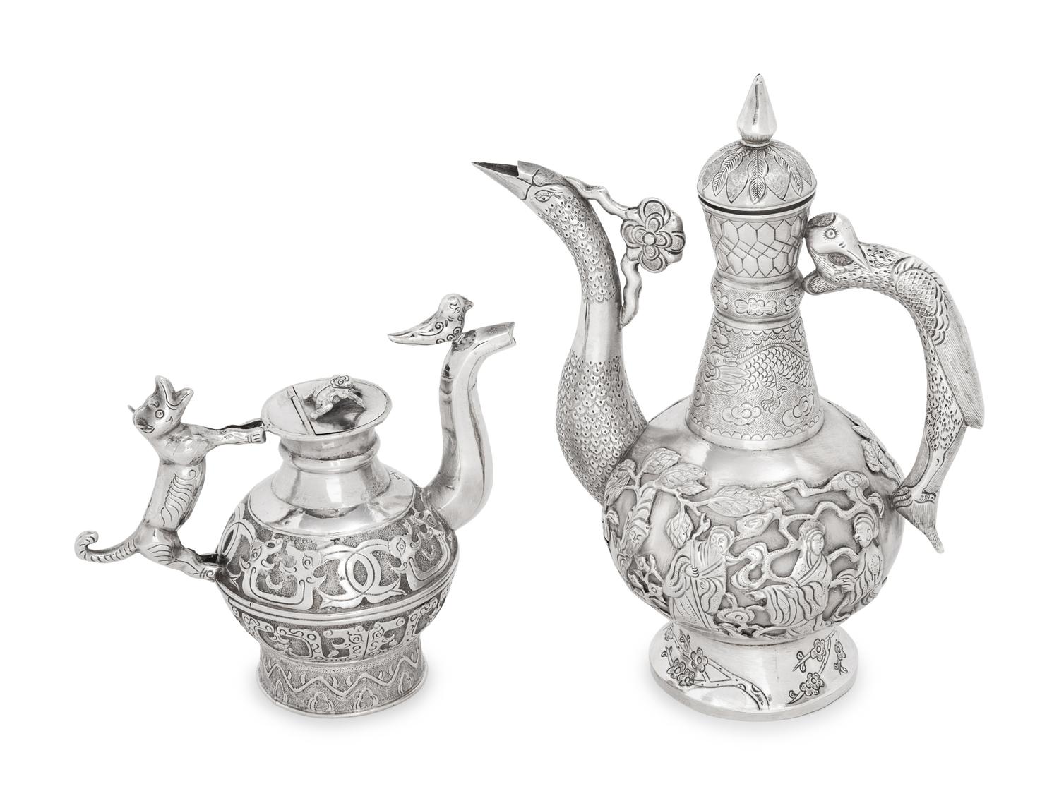Two Silver Tea Pots