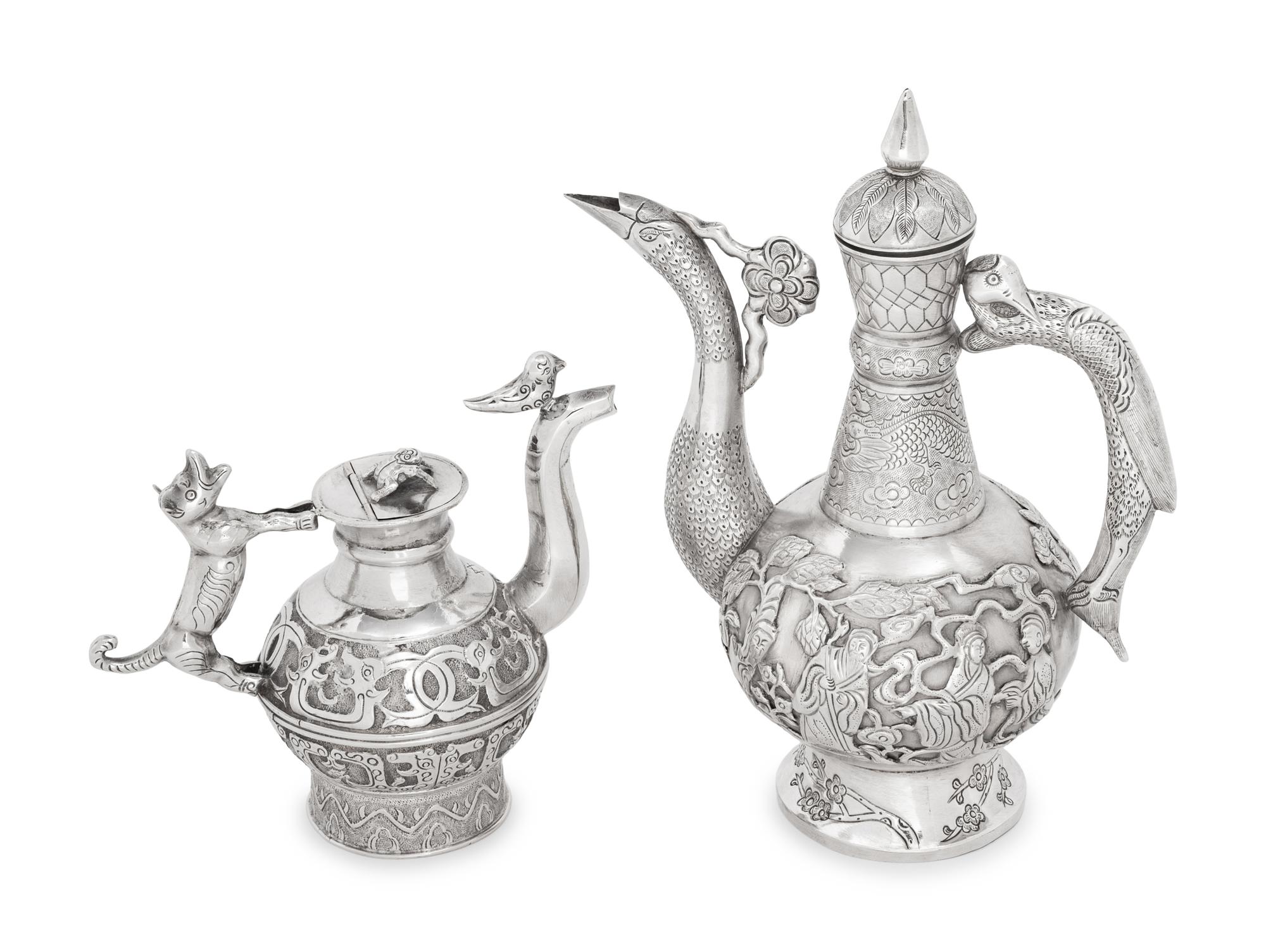Two Silver Tea Pots
