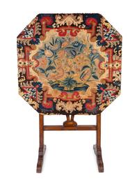 A Victorian Needlepoint-Mounted Tilt-Top Coaching Table — 19TH/20TH CENTURY