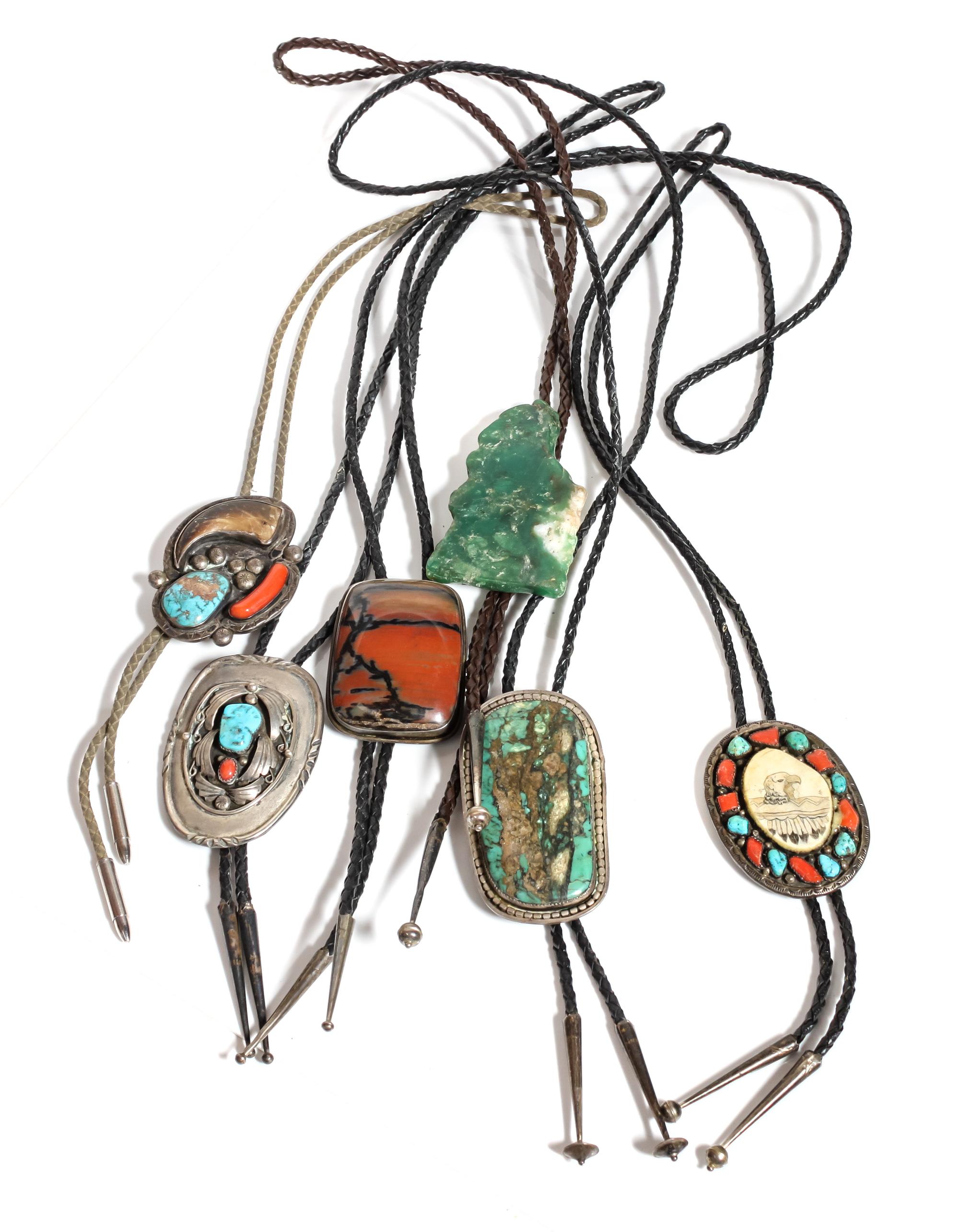 Six Southwest Style Bolos Height of largest 3 1/2 inches