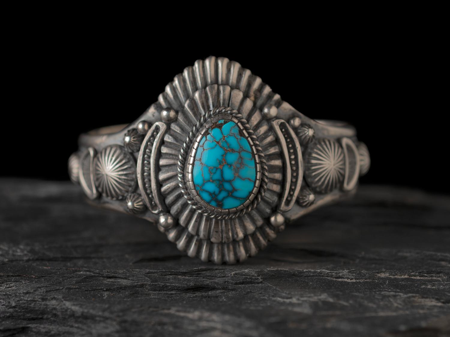 Sterling Silver and Lone Mountain Turquoise Cuff Bracelet