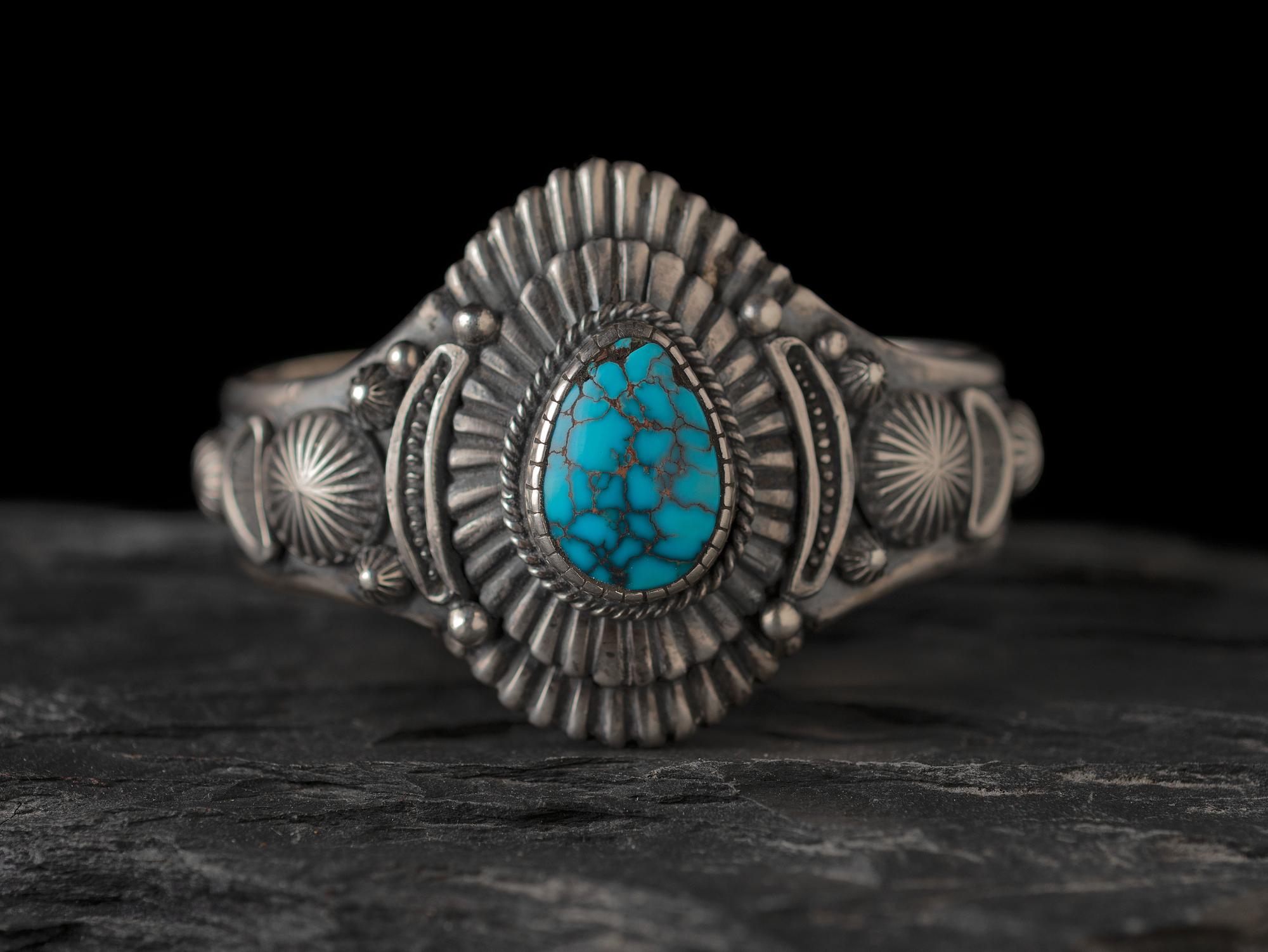 Sterling Silver and Lone Mountain Turquoise Cuff Bracelet