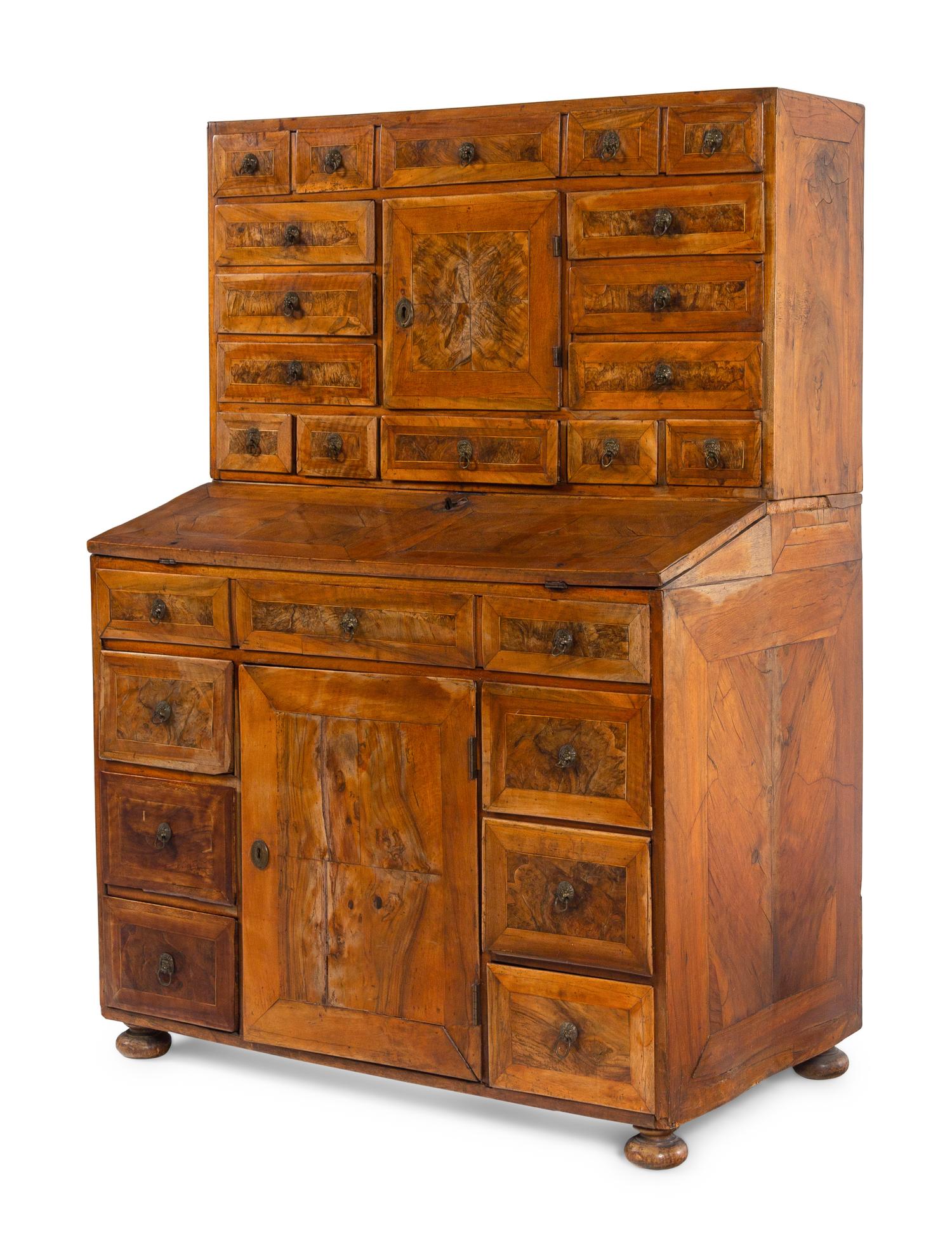 A Continental Burl Walnut Tabernacle Bureau