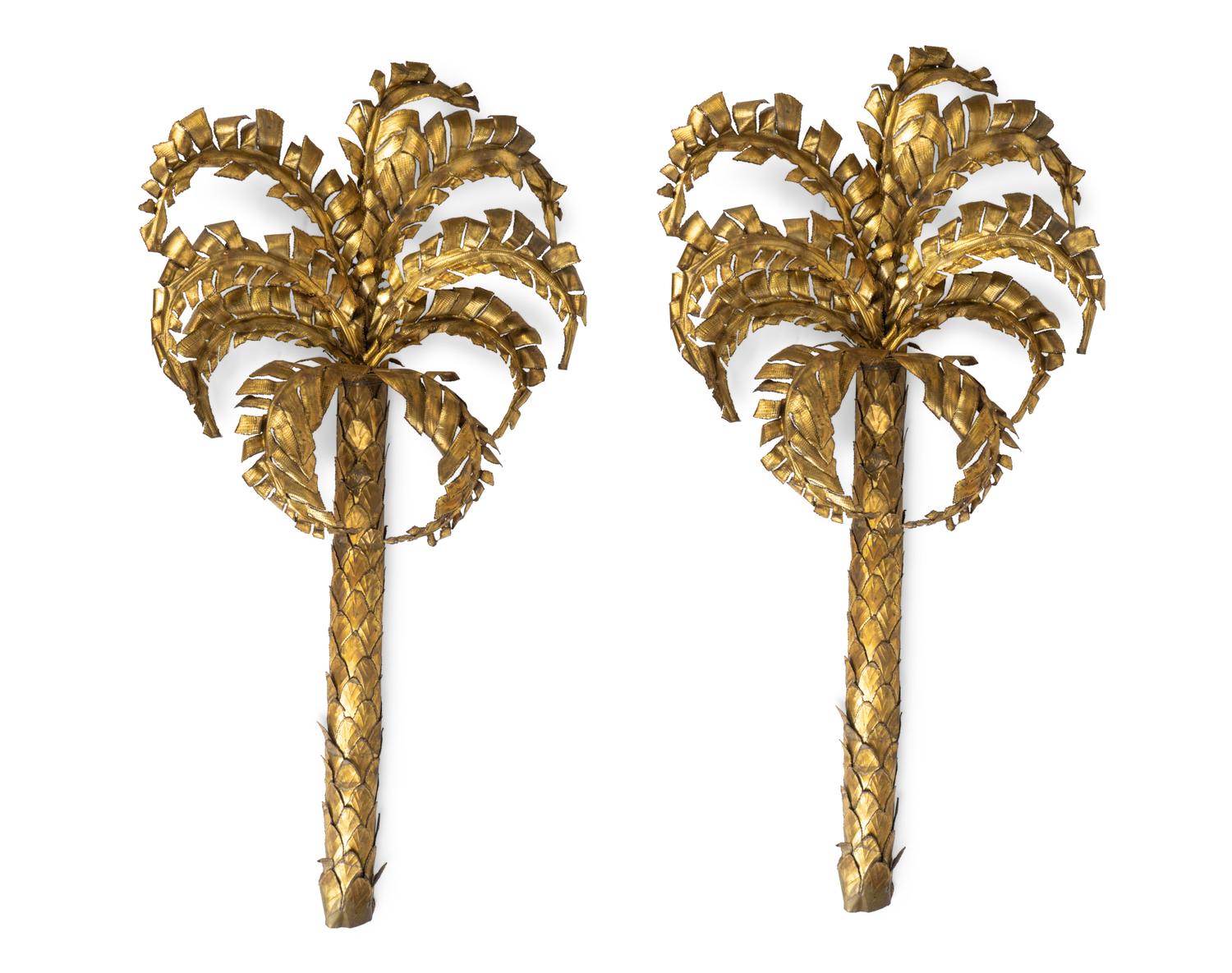 A Pair of Italian Gilt-Metal Palm Trees