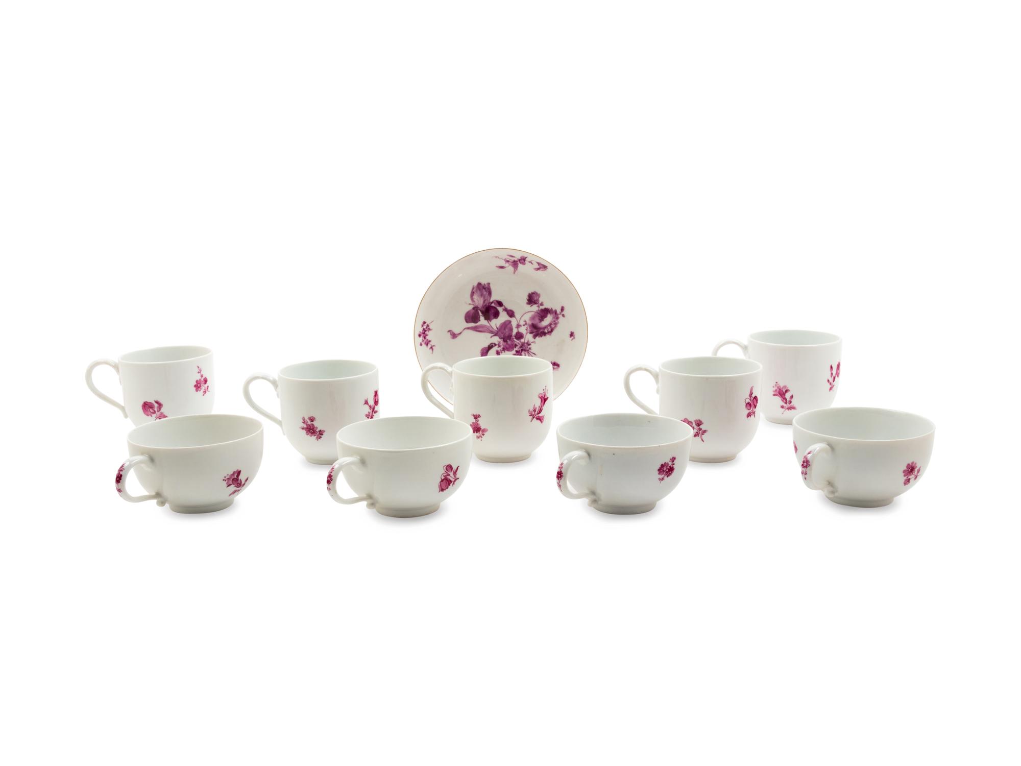 A German Puce-Painted Porcelain Tea Service