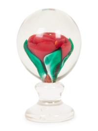 An Emil Larson Rose Form Glass Paperweight