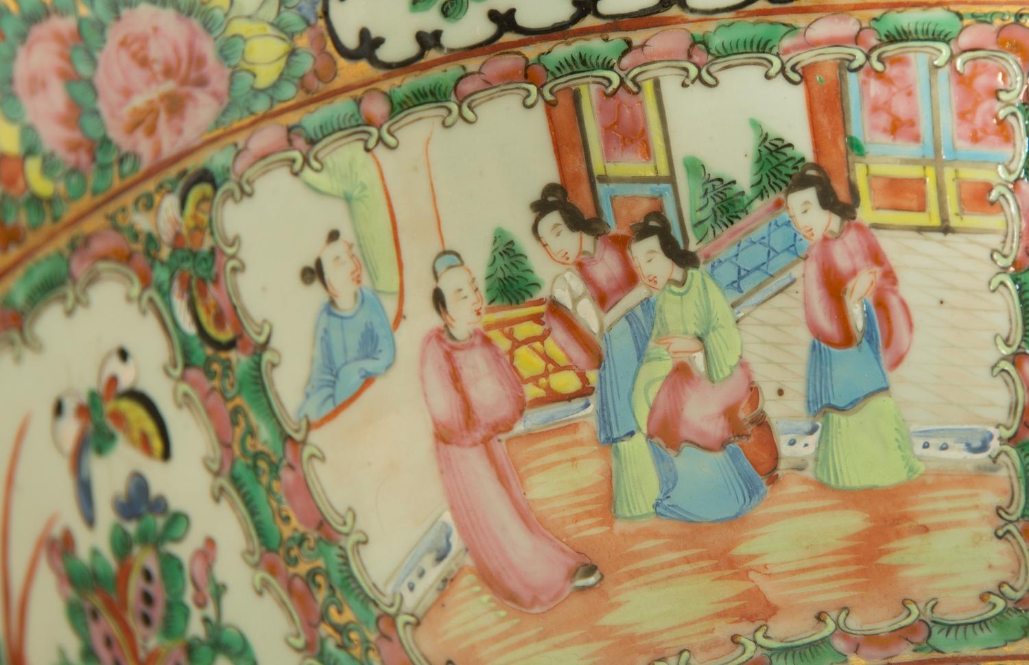 A Chinese Rose Medallion Porcelain Punchbowl