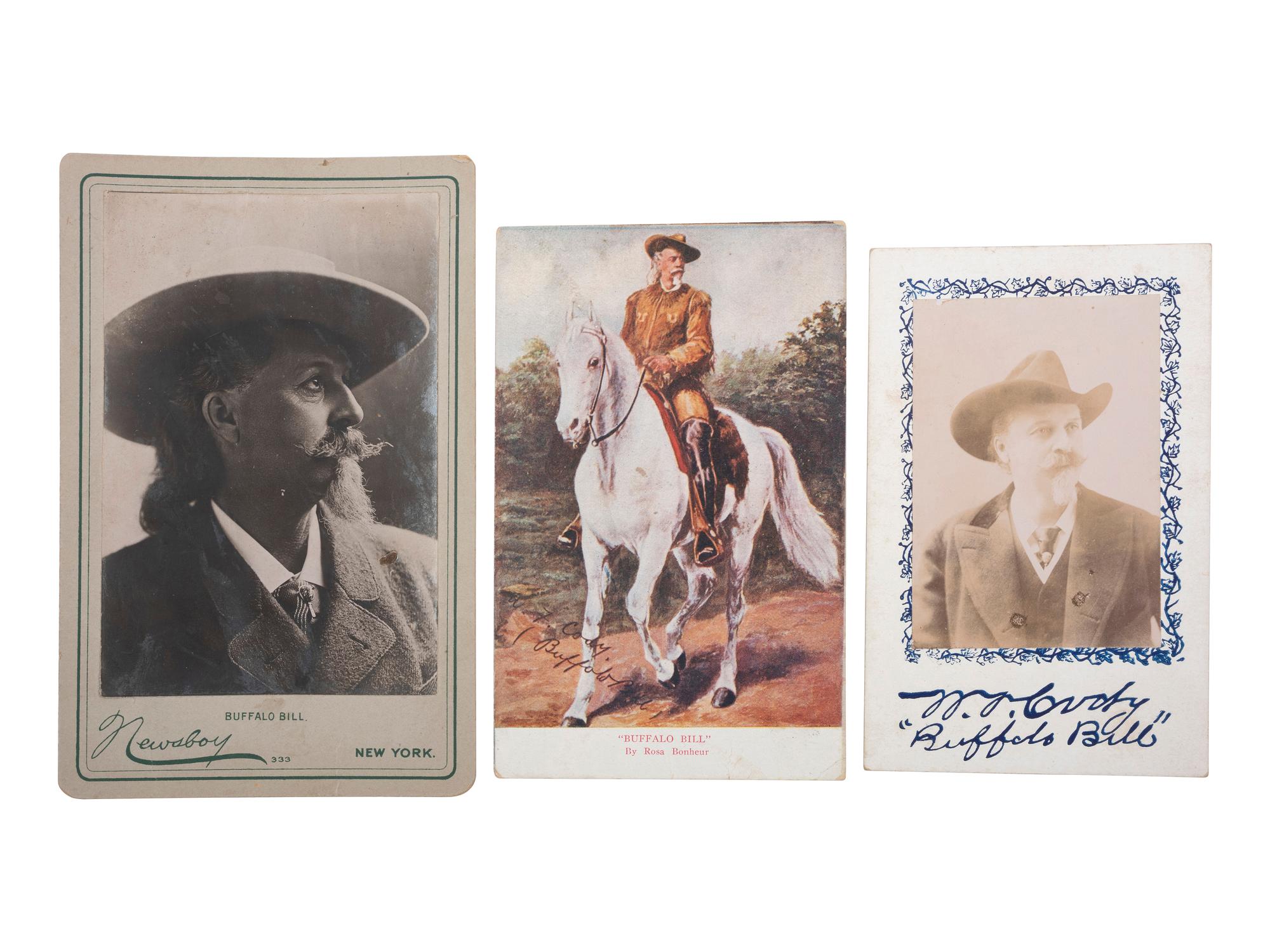 [CODY, William F. "Buffalo Bill" (1846-1917)]. A group of 8 items highlighted by 6 photographs of "Buffalo Bill," comprising: