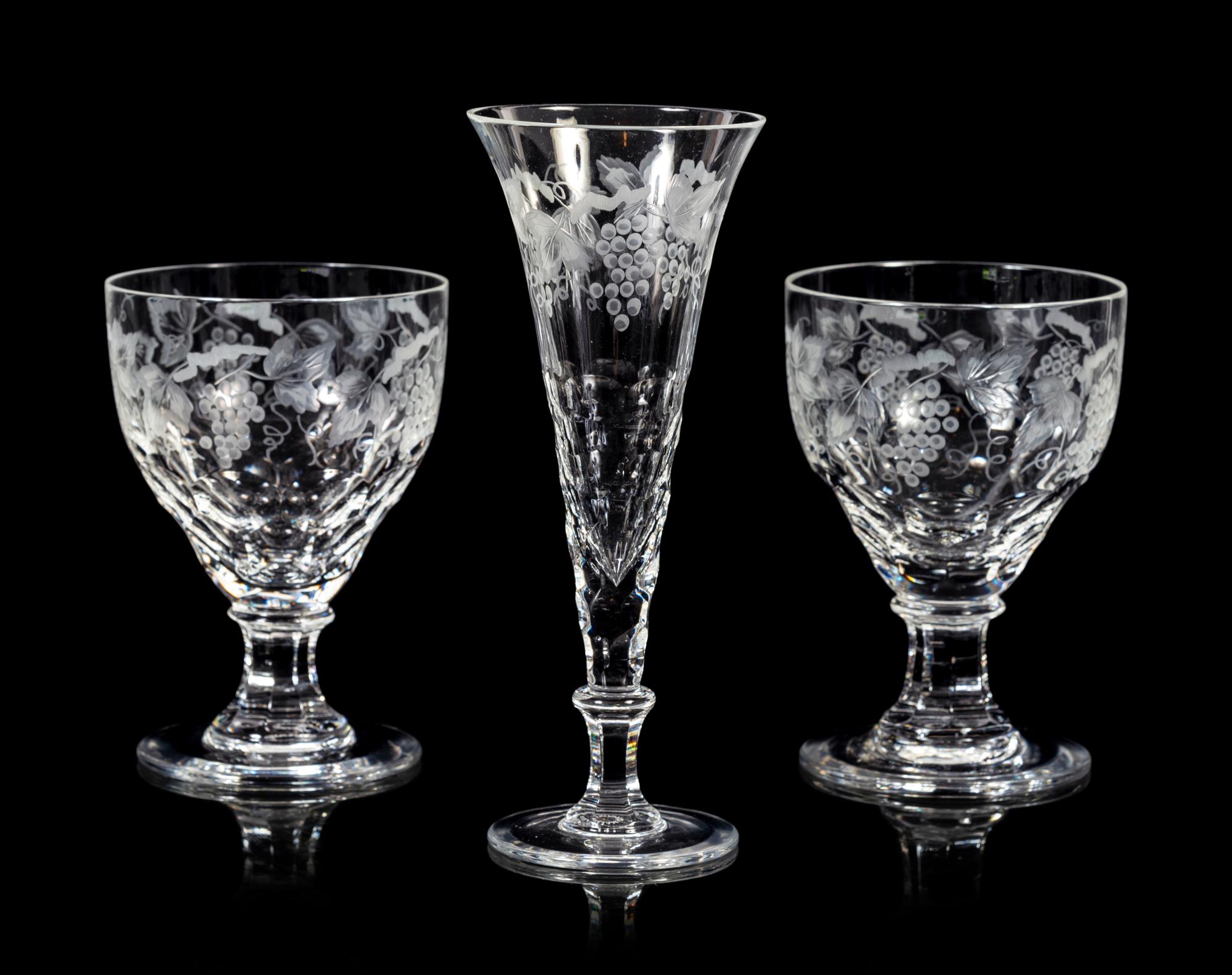 A Collection of William Yeoward Etched Glass Stemware Articles