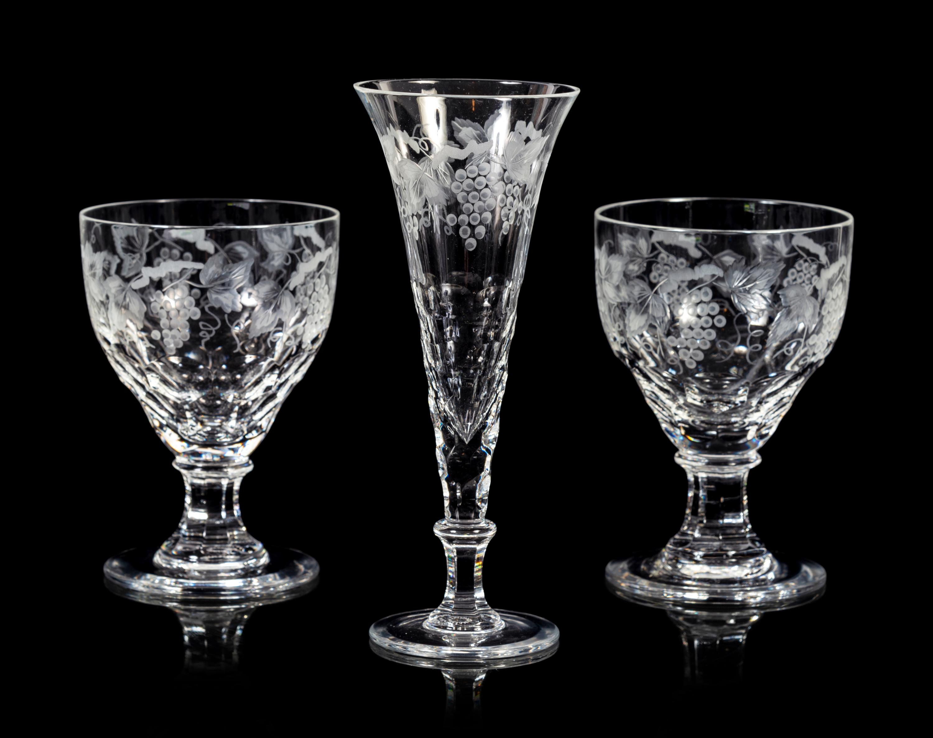 A Collection of William Yeoward Etched Glass Stemware Articles