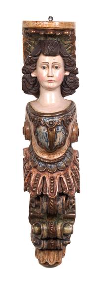 A Carved and Painted Wood Figurehead Height 43 1/2 inches