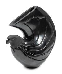 Eagle-Shaped Carved Blackware Pottery Jar, with Gun Metal Finish