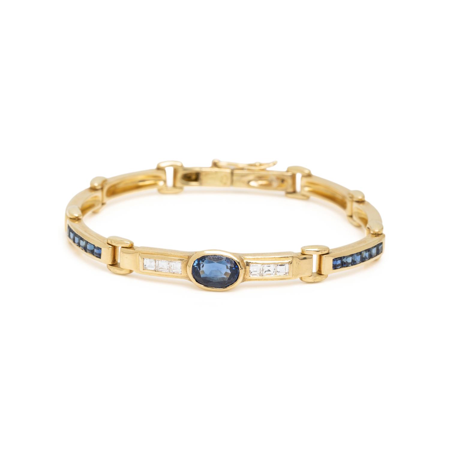 YELLOW GOLD, SAPPHIRE, AND DIAMOND BRACELET
