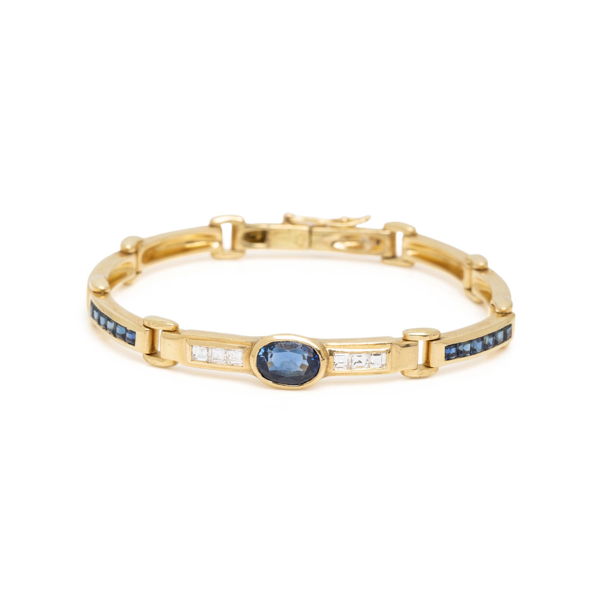 YELLOW GOLD, SAPPHIRE, AND DIAMOND BRACELET