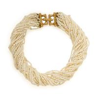 Mish, Coral, Keshi Cultured Pearl, and Yellow Gold Torsade Necklace