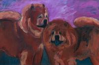 Three Works of Art depicting Chow Chows Largest: 20 x 30 inches.