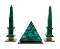 Two Malachite Veneered Obelisks and a Pyramid — 20TH CENTURY
