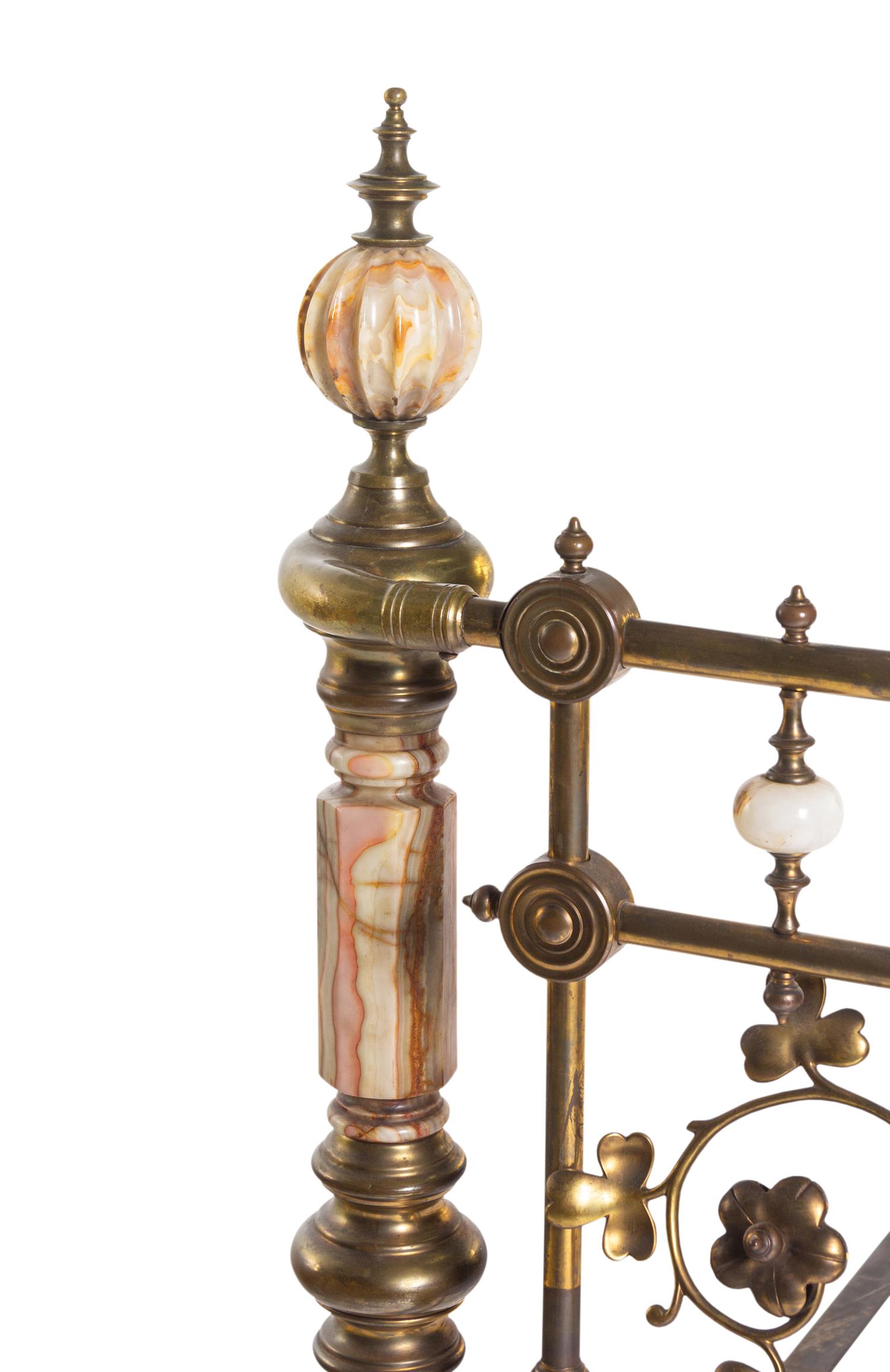 A Victorian Brass and Onyx Bed Frame