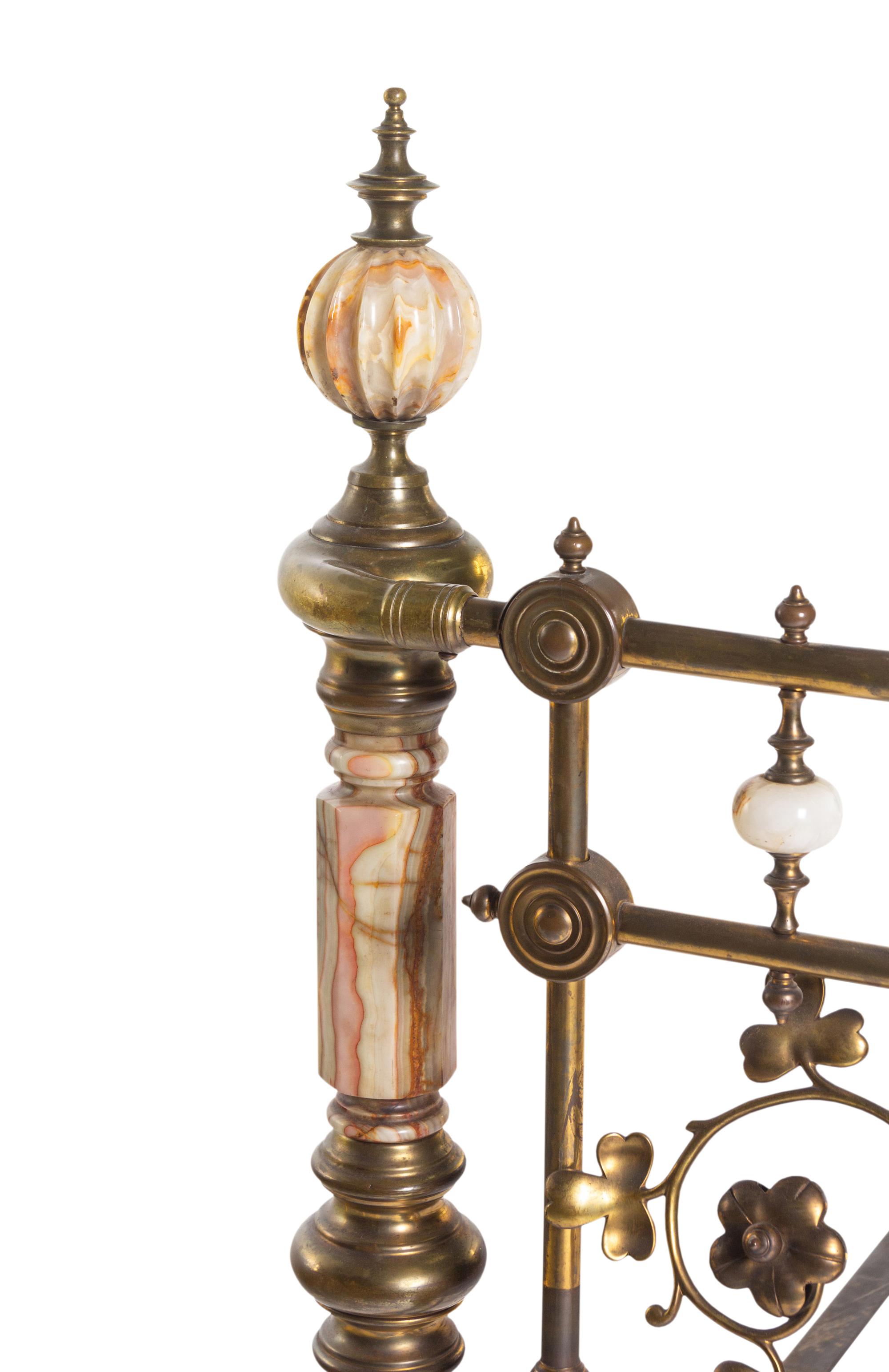 A Victorian Brass and Onyx Bed Frame