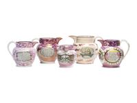 Five Sunderland Luster Jugs