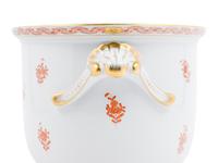 A Herend Porcelain Chinese Bouquet Rust Cache Pot