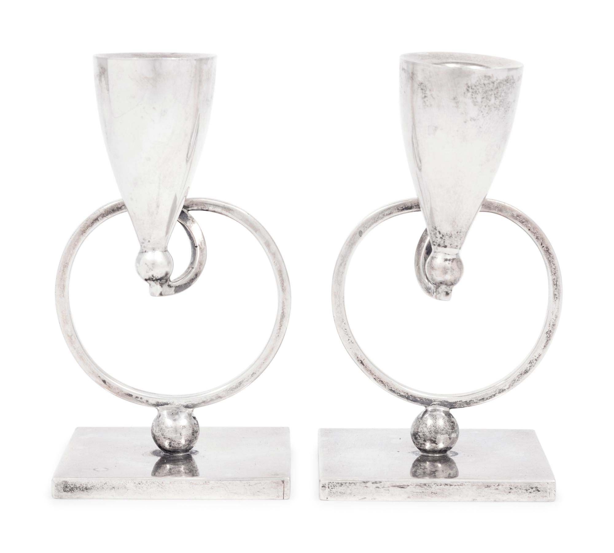 A Pair of Mexican Silver Candlesticks
