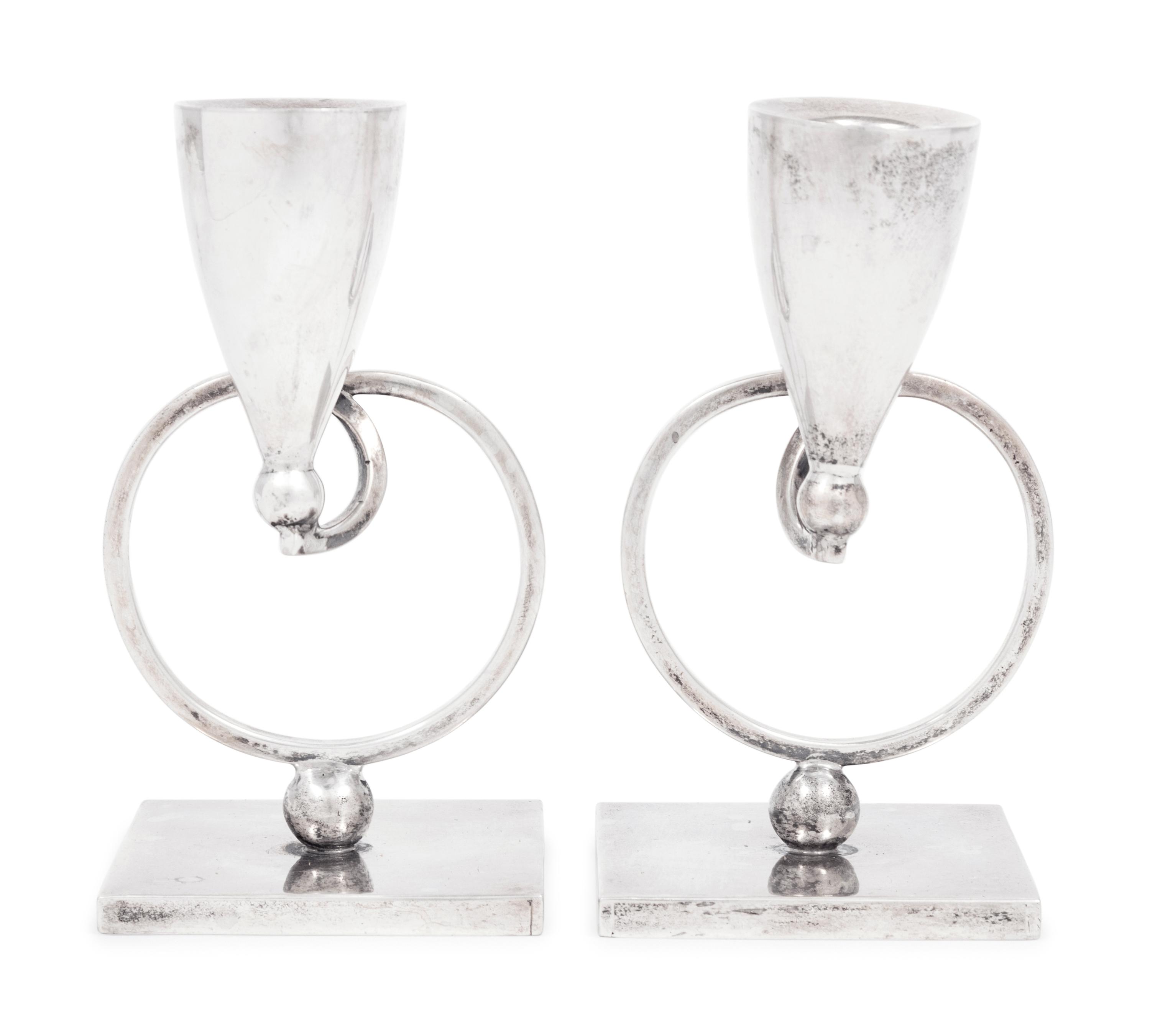 A Pair of Mexican Silver Candlesticks