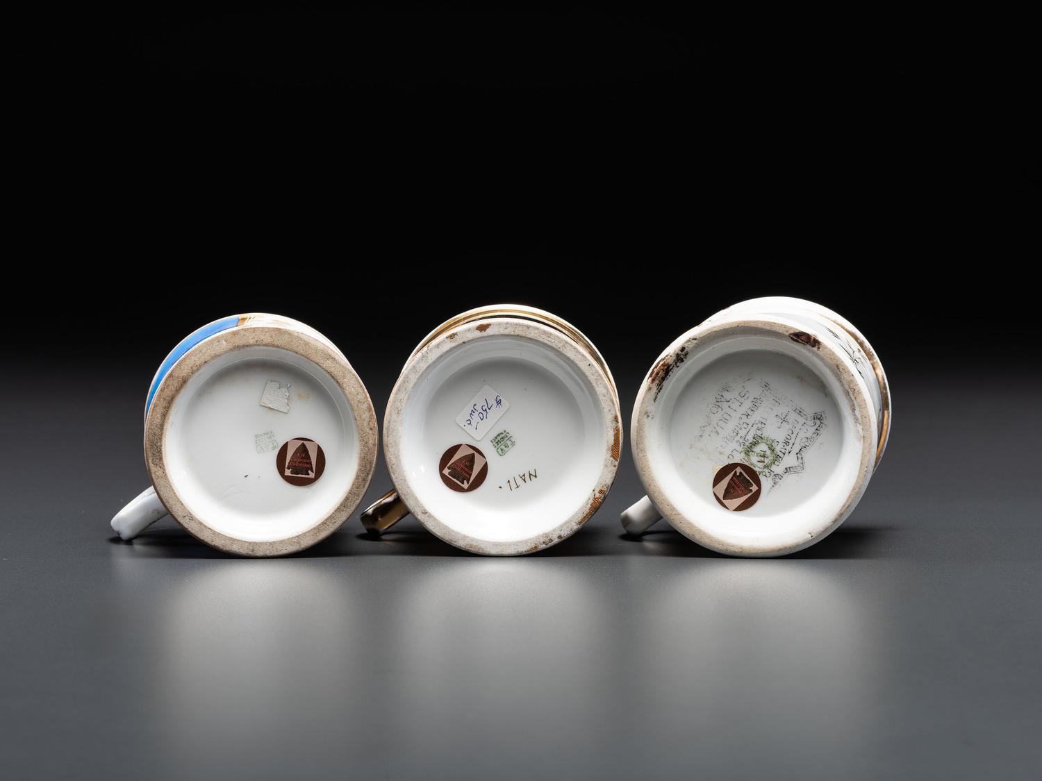 Three Fraternal Porcelain Shaving Mugs