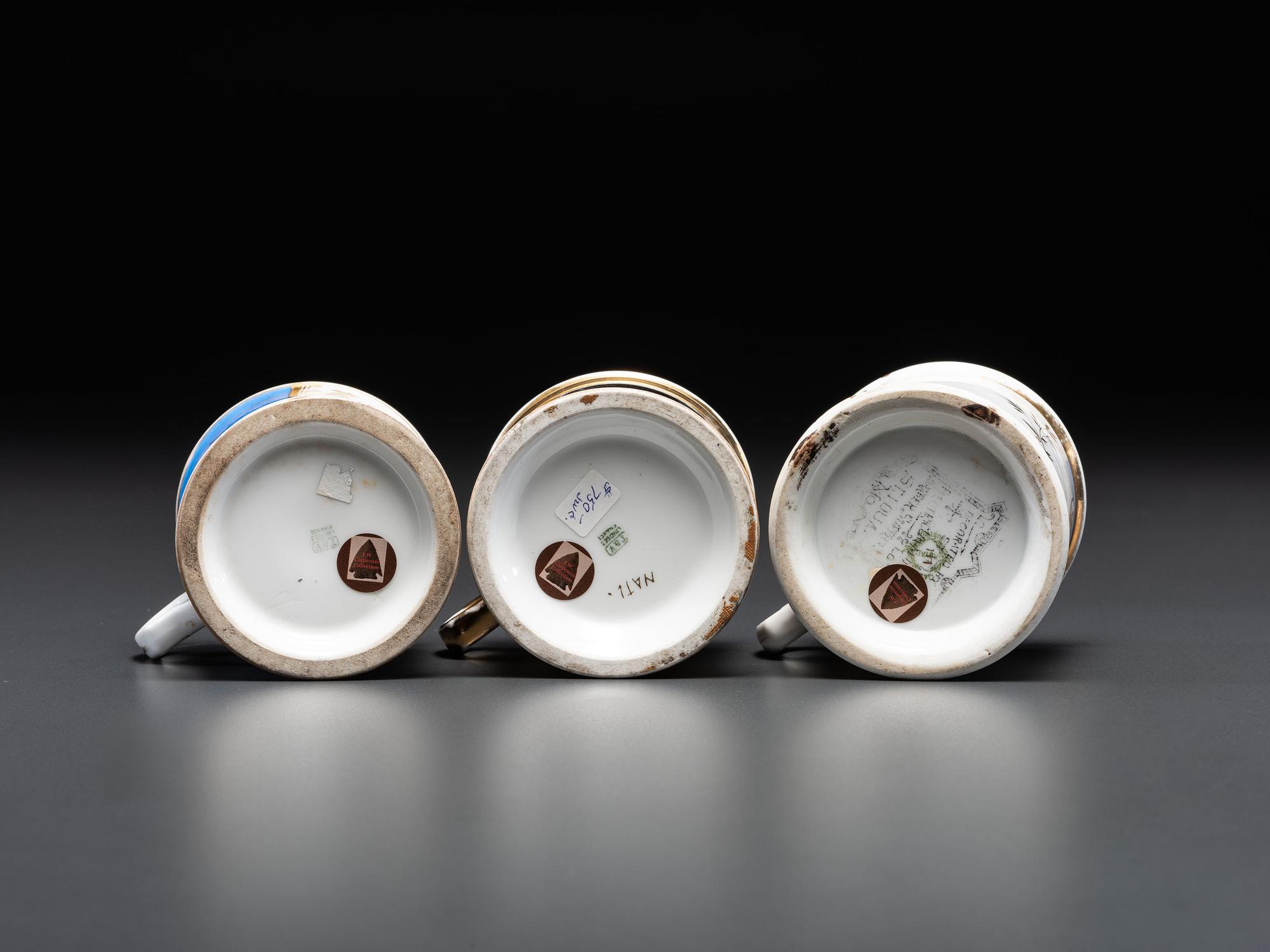 Three Fraternal Porcelain Shaving Mugs