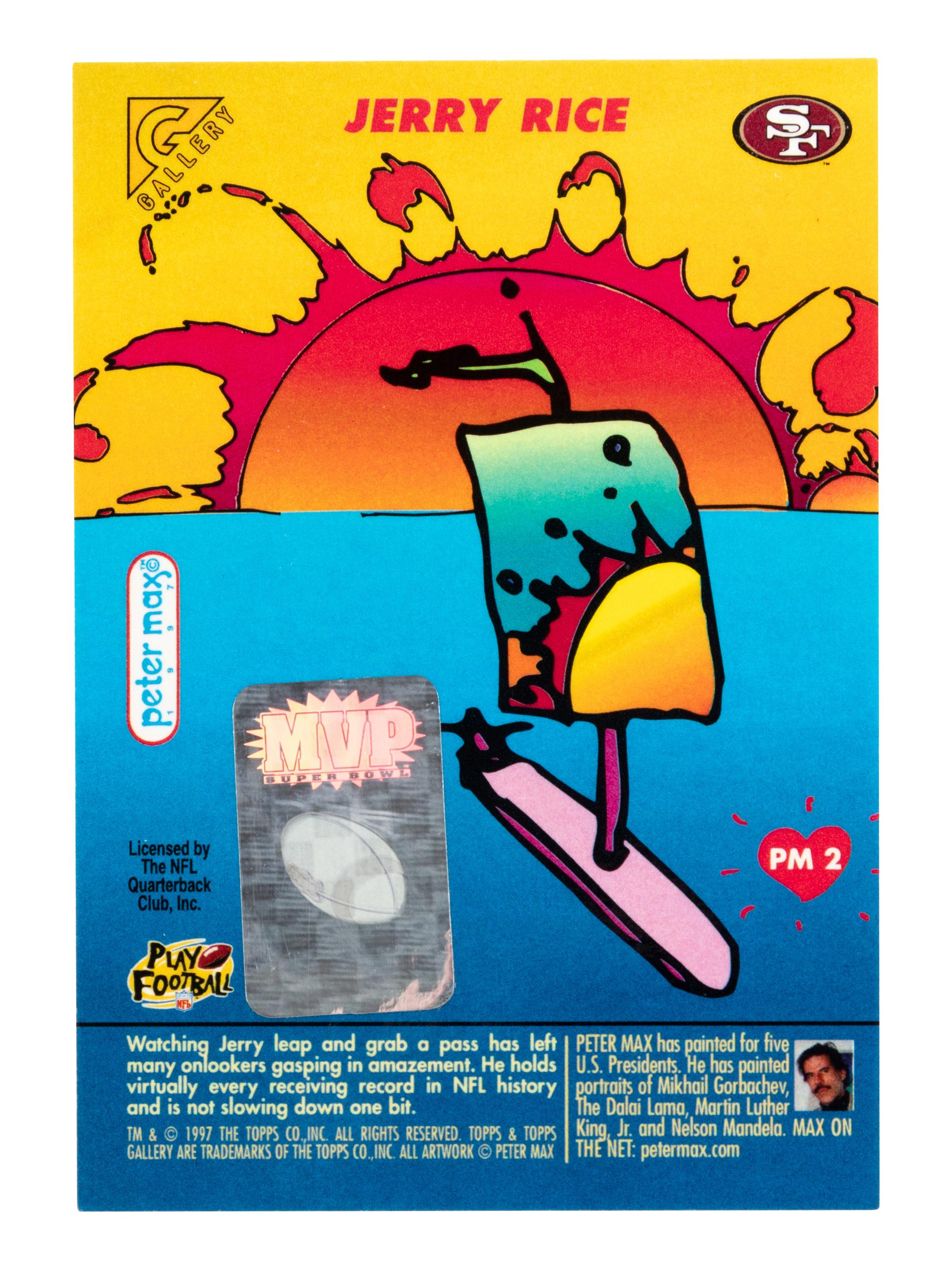 A Group of 5 Signed 1997 Topps Gallery Peter Max Football Cards,