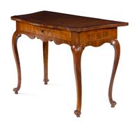 An Italian Line Inlaid Walnut Veneered Table