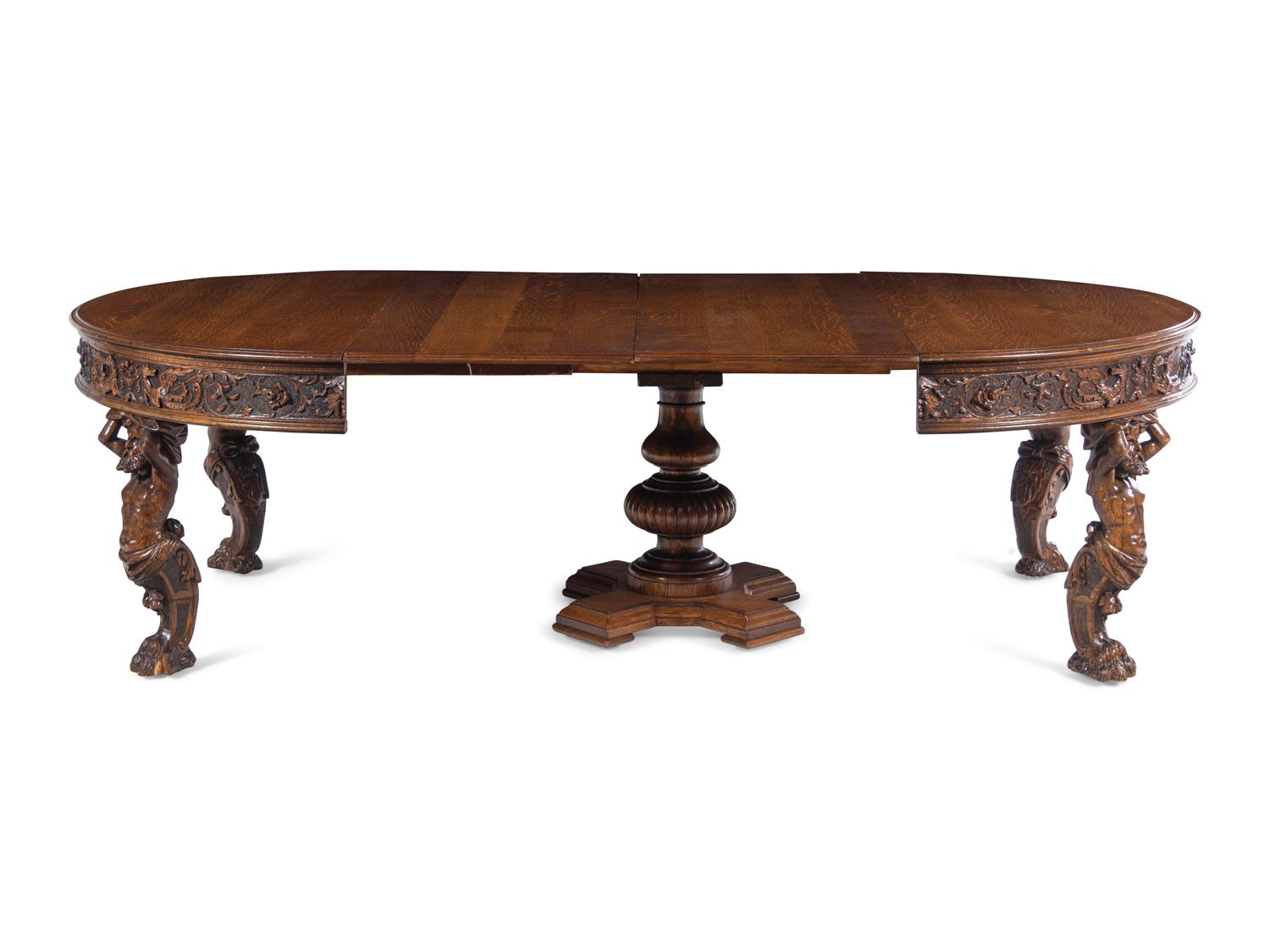 An R.J. Horner Carved Oak Man of the Mountain Dining Table