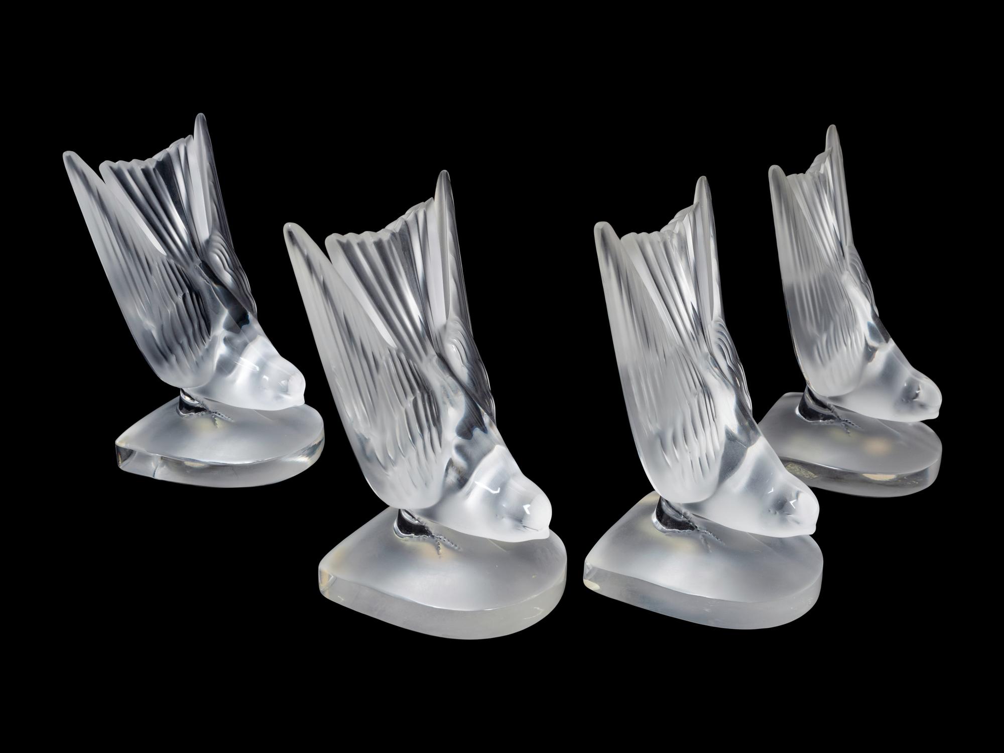 Four Lalique Hirondelle Ornaments