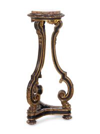 An Italian Painted and Parcel Gilt Marble-Top Pedestal