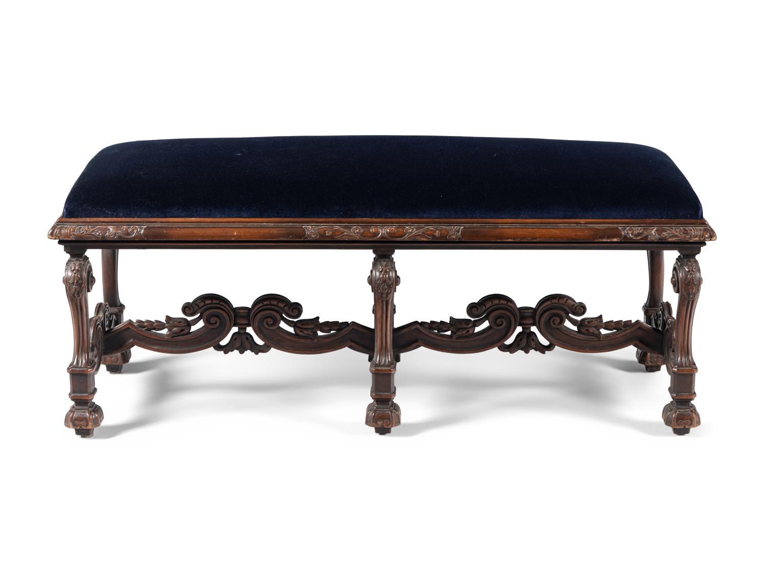 A William and Mary Style Walnut Bench