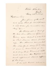[CIVIL WAR - NAVY]. A group of 9 documents related to Robert Coster and his efforts to confirm the identity of the man who lashed Rear Admiral David G. Farragut to the rigging of the Hartford at the Battle of Mobile Bay.