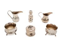 Six Niello Decorated Silver Articles